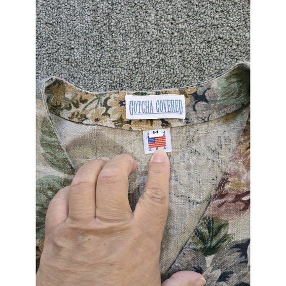 Gotcha Covered Womens Vintage 90s Cottagecore Floral Vest Size M 100% Flax - Picture 3 of 8